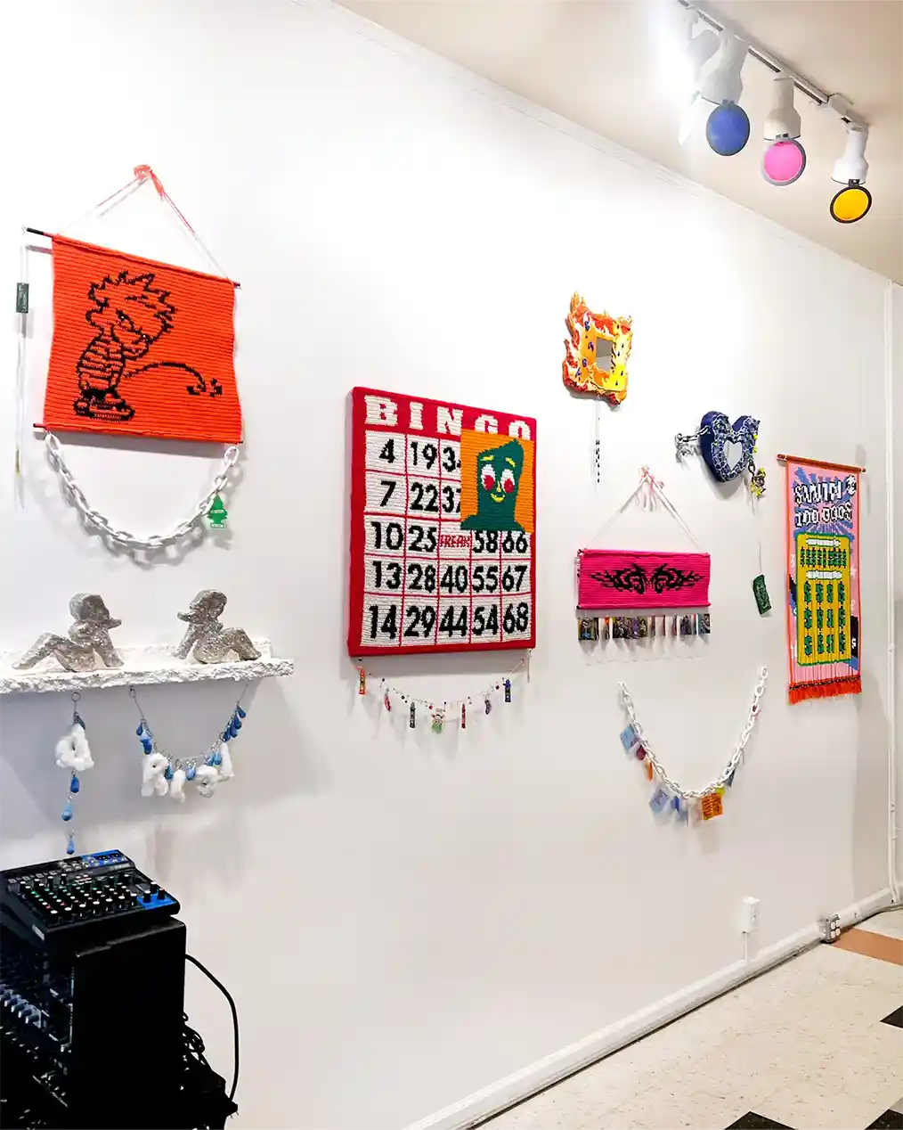 art gallery with hand-woven elements