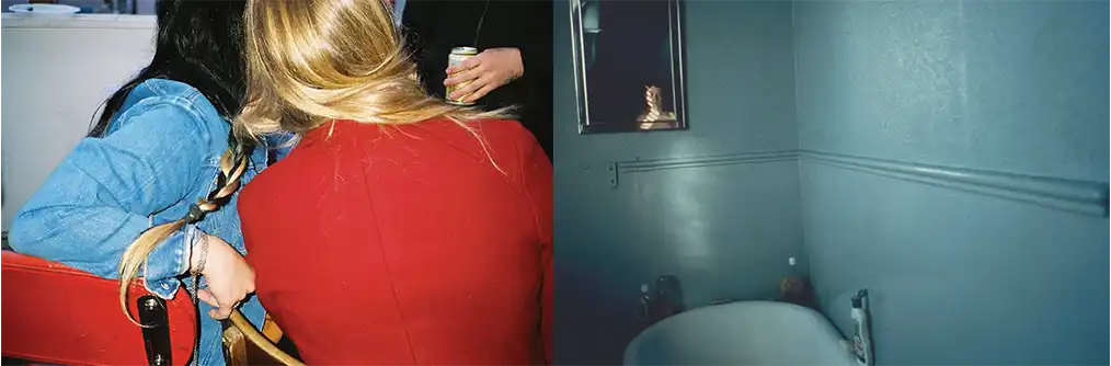 two women with their backs to the camera