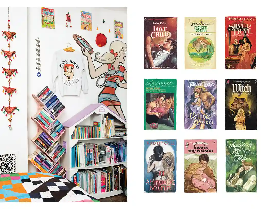 colorful image showing a library