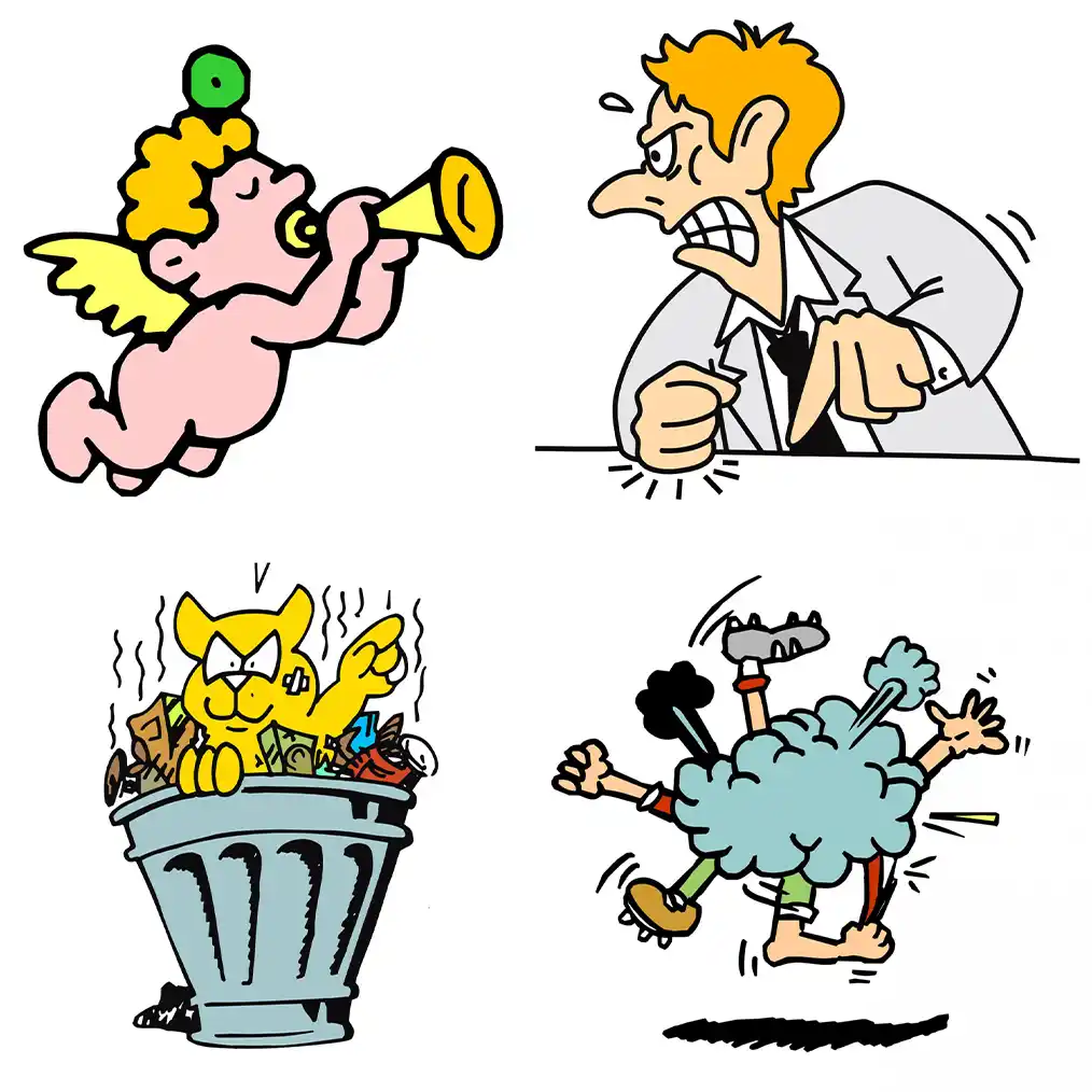 four cartoons