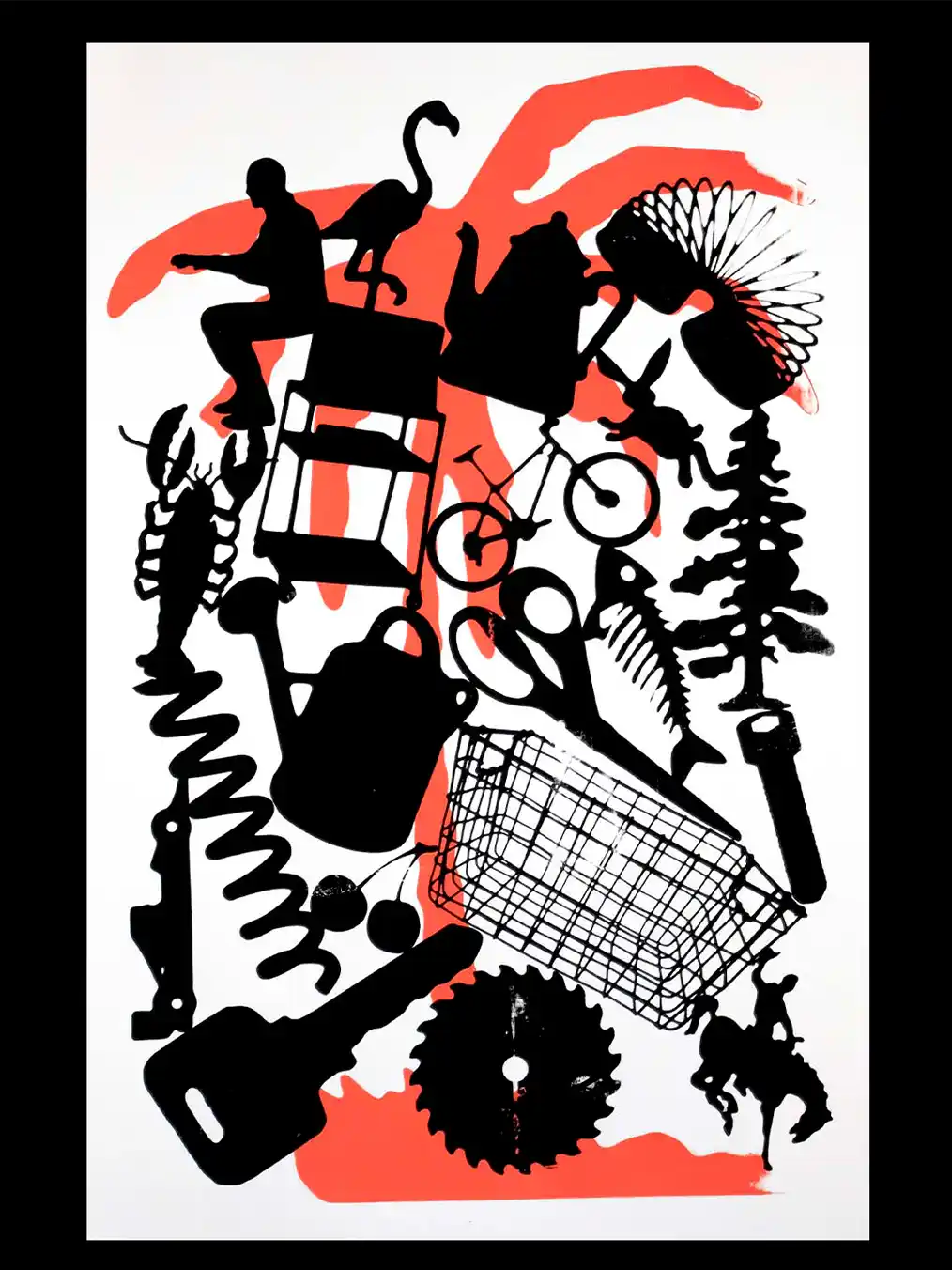 design of an orange, black and white image