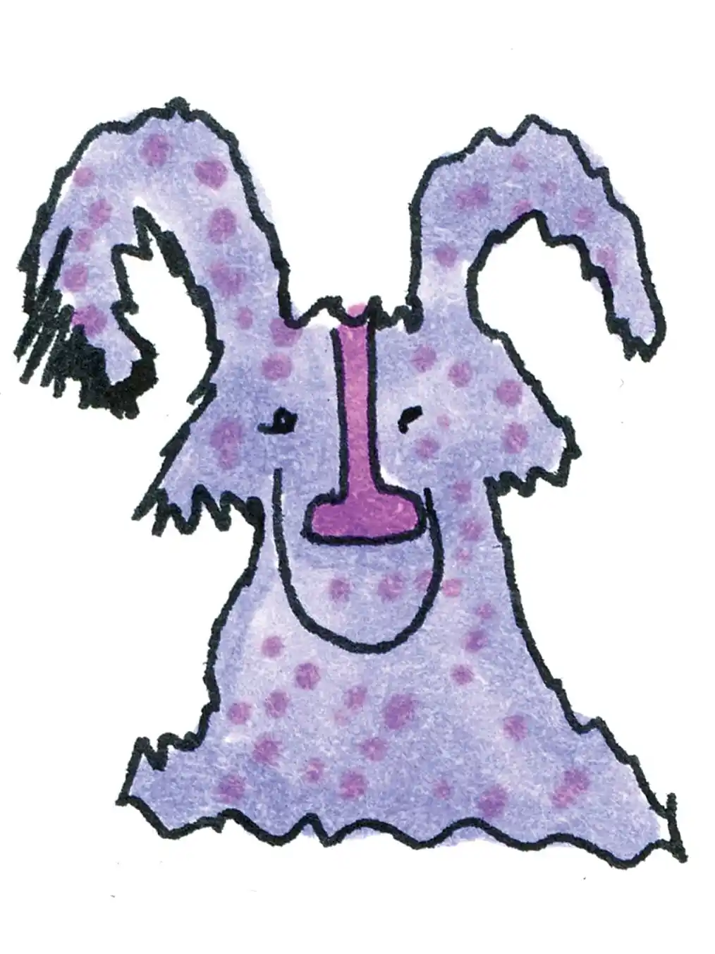 drawing of an abstract lilac dog