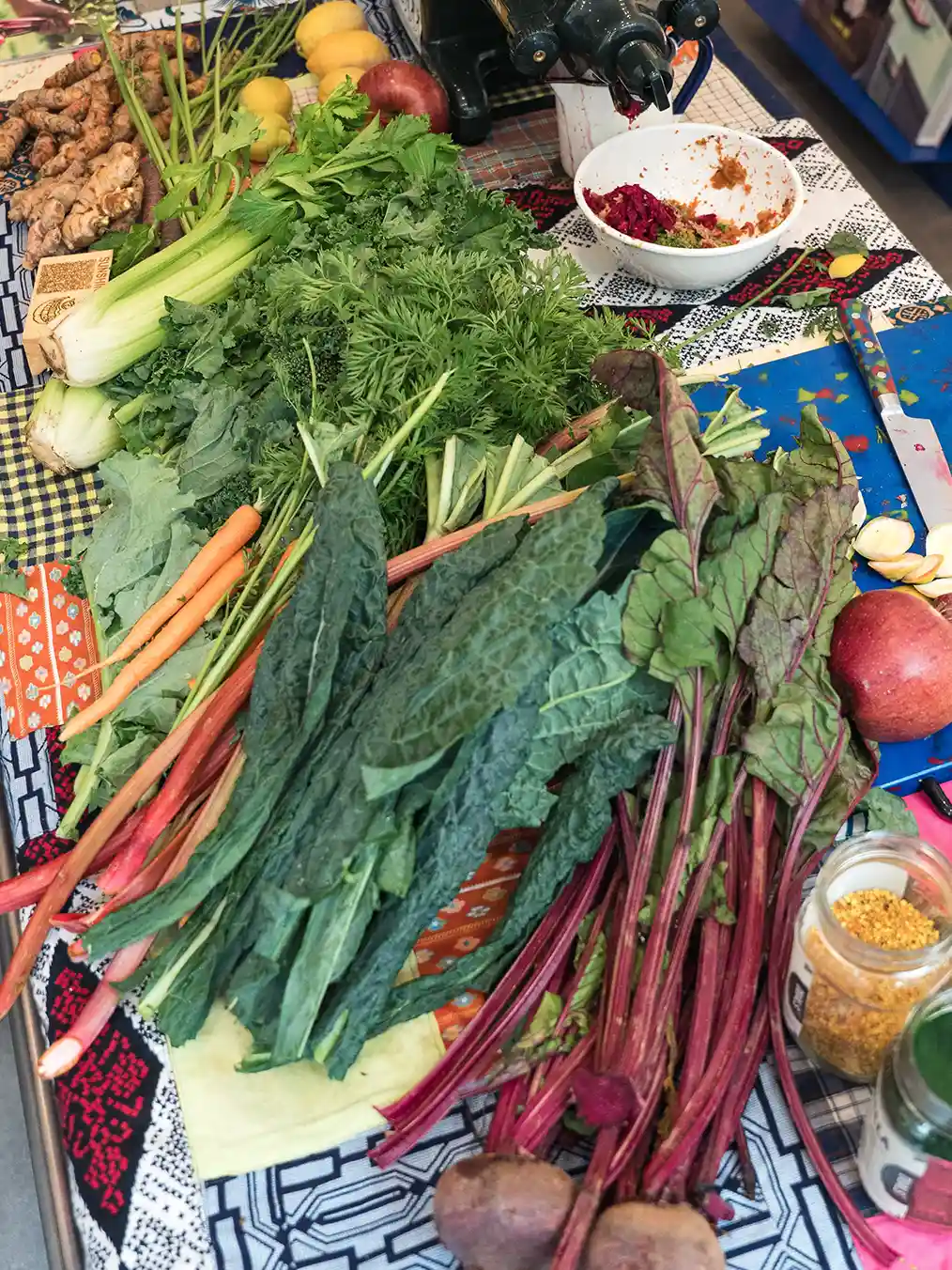 photograph of some vegetables on a wooden table