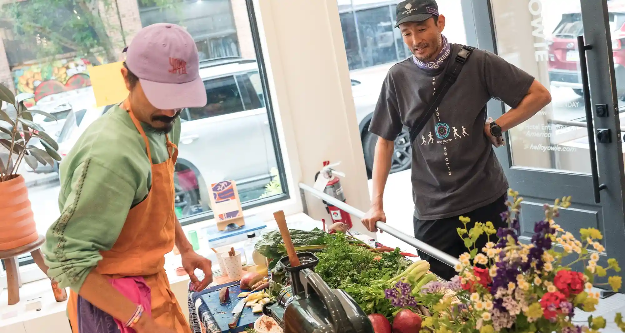 two men working in a flower shop
