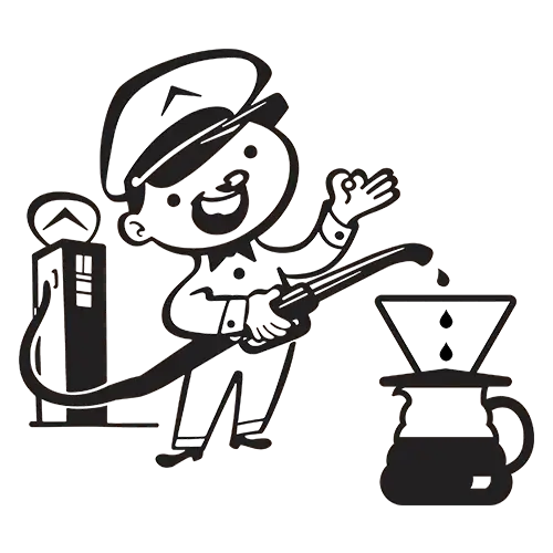 cartoon of a character serving coffee