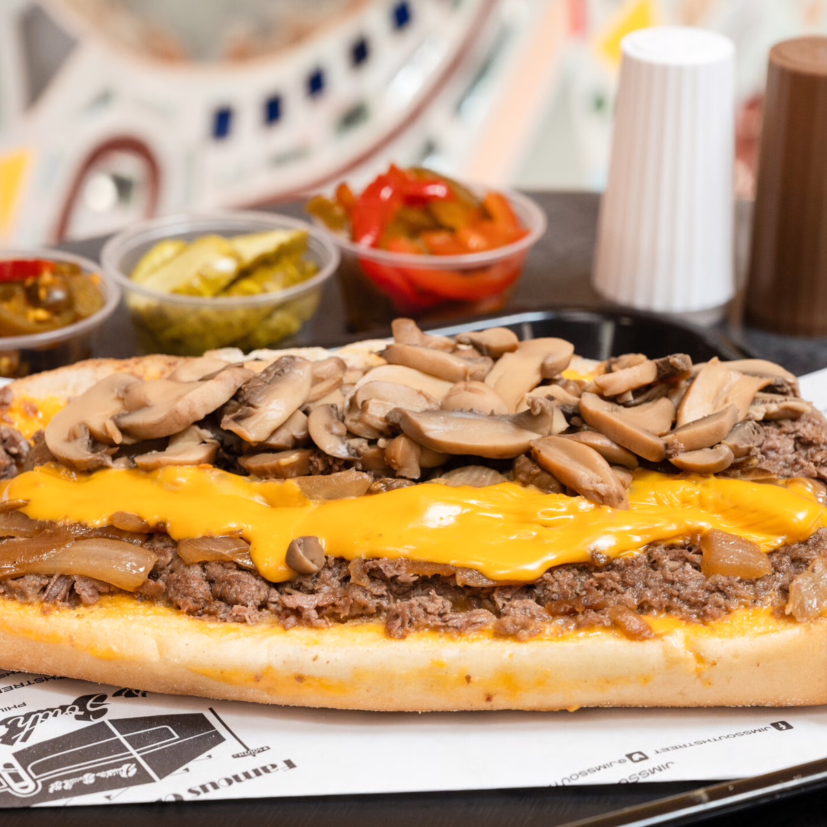 Cheesesteak from Jim’s South Street with mushrooms and cheese.